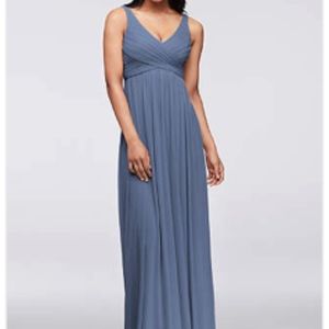 David's Bridal Steel Blue Bridesmaid Dress size 2